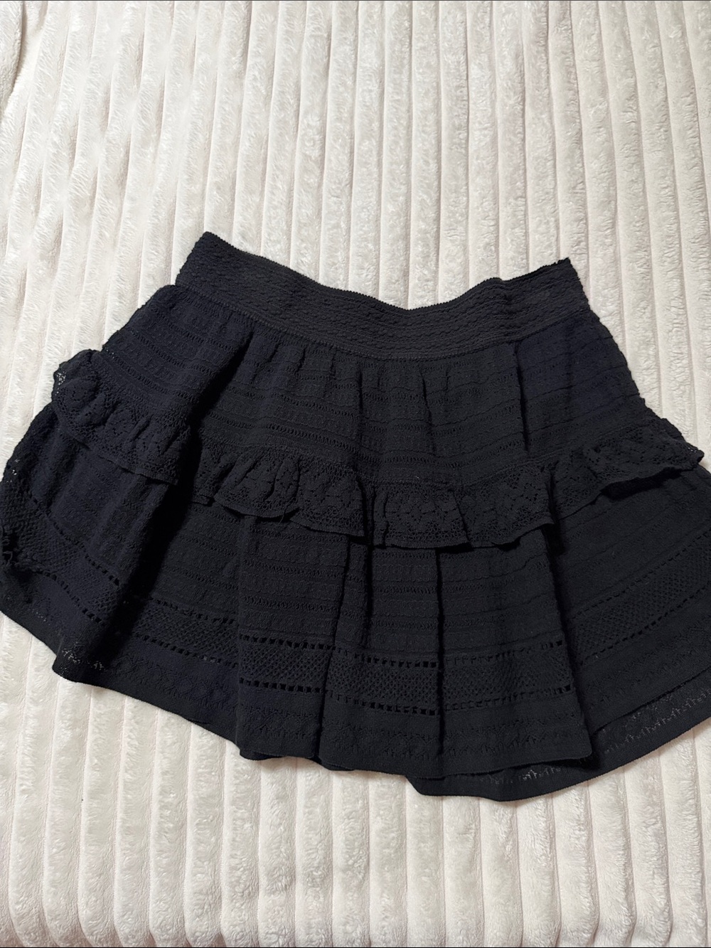 aerie Black Tiered Lace Skater Mini Skirt NWT | Size XL